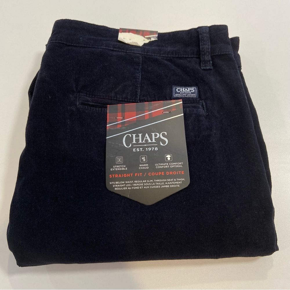 Chaps black corduroy warm straight men’s pants 36 NWT cozy casual office style